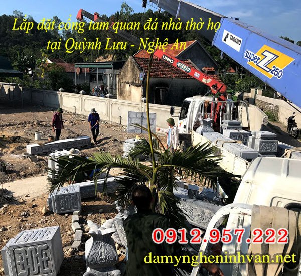 Lắp đặt cổng đá nhà thờ họ tại Quỳnh Lưu Nghệ An Lắp đặt cổng đá nhà thờ họ tại Quỳnh Lưu Nghệ An