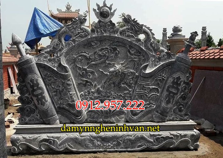 Cuốn thư bình phong tắc môn đá chấn phong thủy 06 Cuốn thư bình phong tắc môn đá chấn phong thủy