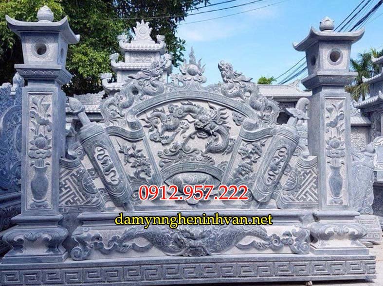 Cuốn thư bình phong tắc môn đá chấn phong thủy 09 Cuốn thư bình phong tắc môn đá chấn phong thủy