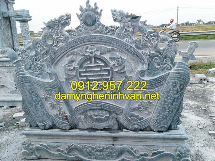 Bình phong cuốn thư đá đẹp
