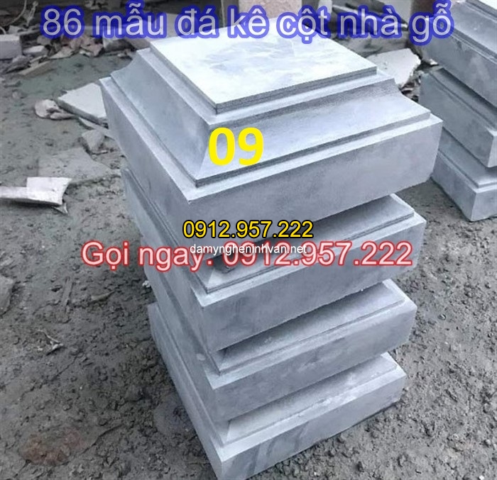 Chân cột vuông bằng đá xanh 86 mẫu chân cột đá vuông, tròn đẹp dùng để kê cột nhà gỗ