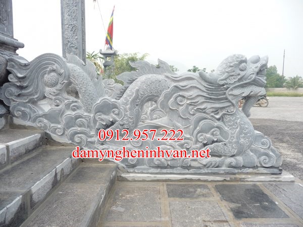 Mẫu rồng hai bên bậc tam cấp-RDNT07, rồng đá nhà thờ họ Rồng đá bậc tam cấp - Các mẫu rồng đá bậc tam cấp nhà thờ họ đẹp
