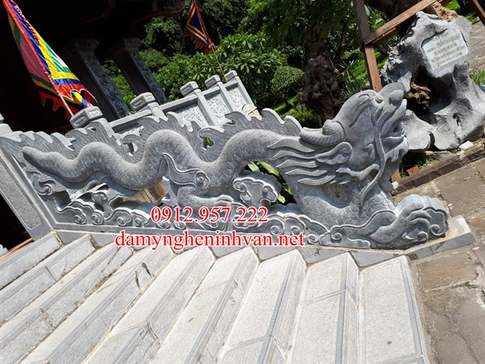 Rồng đá bậc thềm nhà thờ họ từ đường đẹp RD04 Rồng đá bậc tam cấp - Các mẫu rồng đá bậc tam cấp nhà thờ họ đẹp