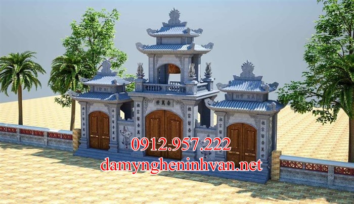 Bản vẽ 3d cổng đá nhà chùa tại Hà Nội;