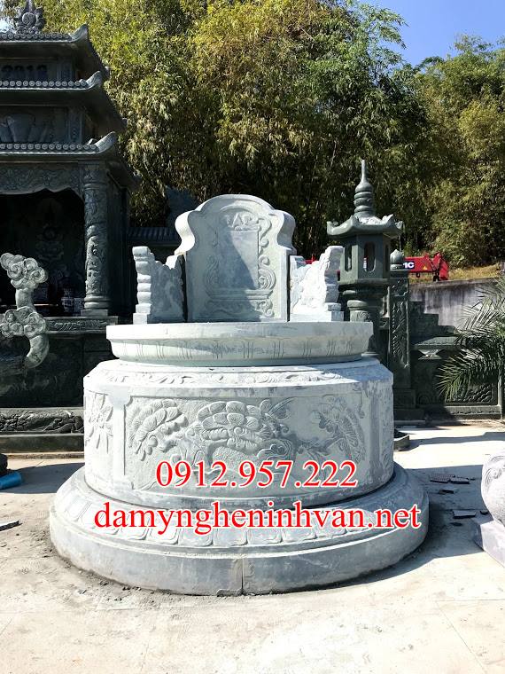 Mẫu mộ tròn đá đẹp xanh rêu tại Ninh Bình 39 Mẫu khu lăng mộ đá xanh đẹp đơn giản làm tại Quảng Bình