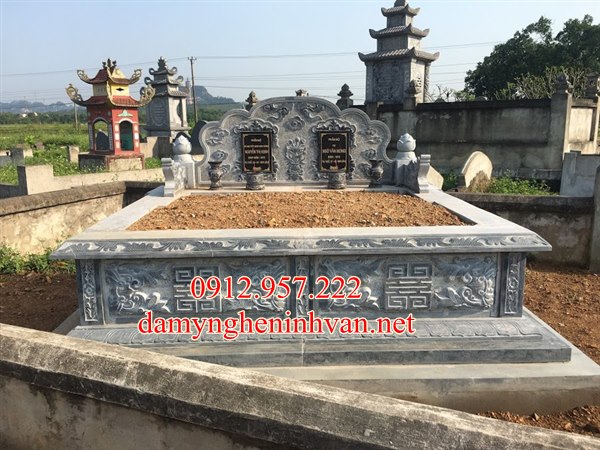  Xây mẫu mộ đôi đá xanh đẹp tại Đà Nẵng 
