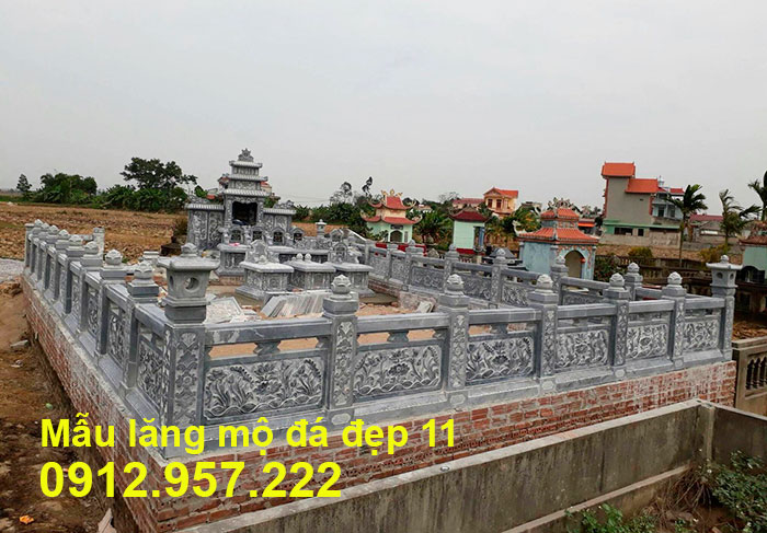 Mẫu lăng mộ đá đẹp được chế tác từ đá xanh tự nhiên 11