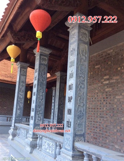 Mẫu trụ đá đẹp hình vuông chạm khắc đẹp 22 Mẫu trụ đá đẹp vuông tròn cho nhà thờ họ đình chùa