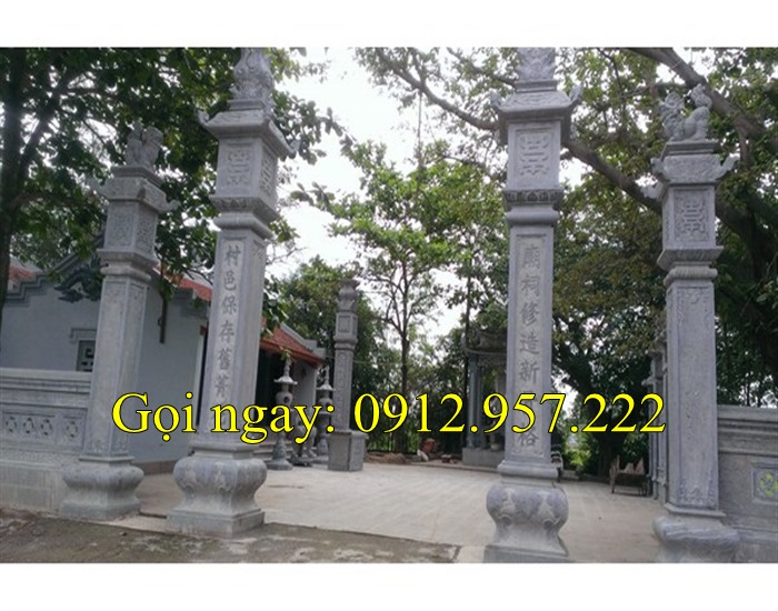Mẫu cổng chùa tam quan tứ trụ bằng đá mang nét đẹp cổ kính 02 Mẫu cổng chùa tam quan tứ trụ bằng đá mang nét đẹp cổ kính 02
