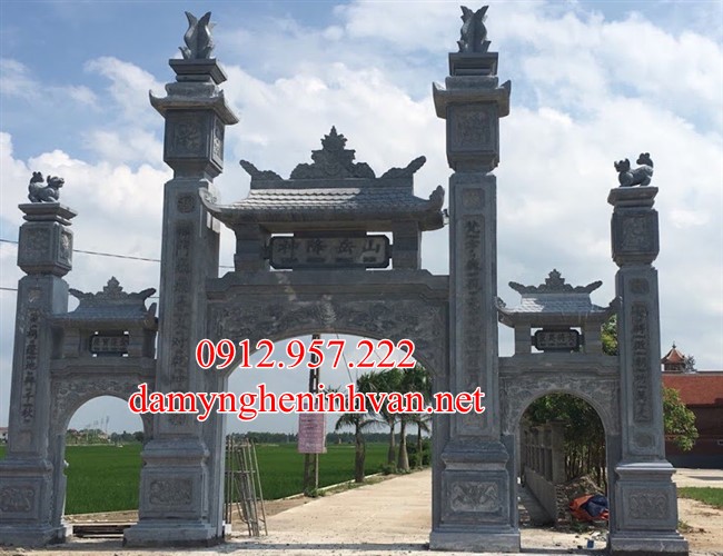 Những mẫu Cổng làng đẹp bằng đá hiện đại 03, Cổng làng đẹp , cổng làng bằng đá Mẫu cổng làng đẹp bằng đá xanh khối chế tác tại Ninh Bình