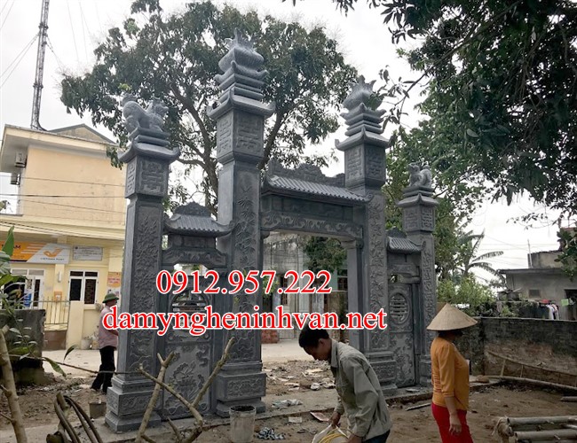 Những mẫu Cổng làng đẹp bằng đá hiện đại 05 Mẫu cổng làng đẹp bằng đá xanh khối chế tác tại Ninh Bình