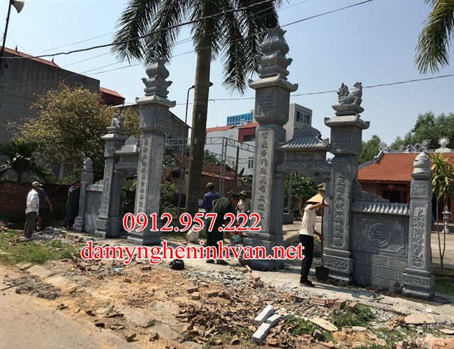 Những mẫu Cổng làng đẹp bằng đá hiện đại 06 Mẫu cổng làng đẹp bằng đá xanh khối chế tác tại Ninh Bình