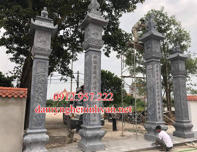 Những mẫu Cổng làng đẹp bằng đá hiện đại 08 Mẫu cổng làng đẹp bằng đá xanh khối chế tác tại Ninh Bình