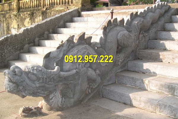 Mẫu chiếu đá rồng đá bậc thềm đình chùa đẹp bán tại Ninh Bình