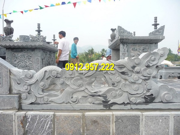 Mẫu lan can rồng đá bậc thềm tam cấp nhà thờ họ đình chùa