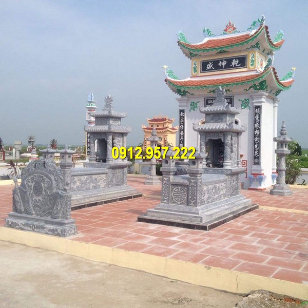 Hình ảnh khu lăng mộ đá dòng họ được thi công tại Hà Nội của Đá mỹ nghệ Thái Vinh