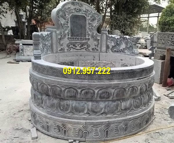 Mộ tam sơn hình tròn không mái đá đẹp