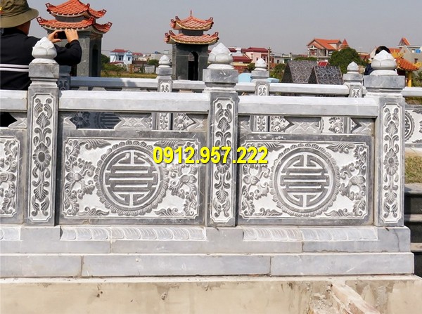 Đá mỹ nghệ Thái Vinh thi công lắp đặt làm hàng rào đá đình chùa nhà thờ họ Lan can đá đình chùa - Các mẫu lan can đá nhà thờ họ đơn giản mà đẹp