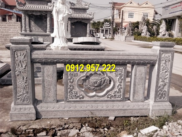 Lan can đá chạm khắc hoa sen Lan can đá đình chùa - Các mẫu lan can đá nhà thờ họ đơn giản mà đẹp