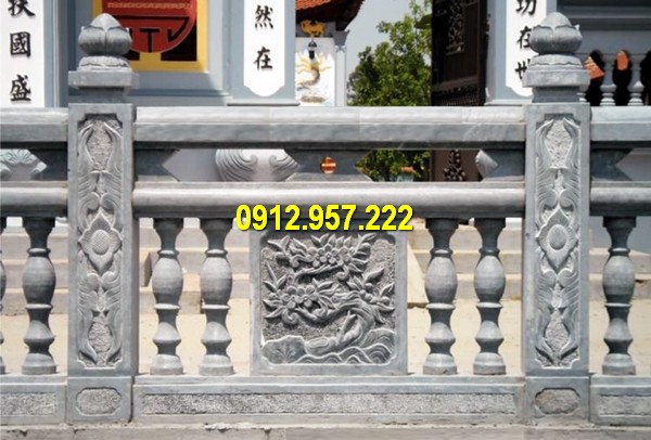 Mẫu lan can truyền thống đẹp Lan can đá đình chùa - Các mẫu lan can đá nhà thờ họ đơn giản mà đẹp