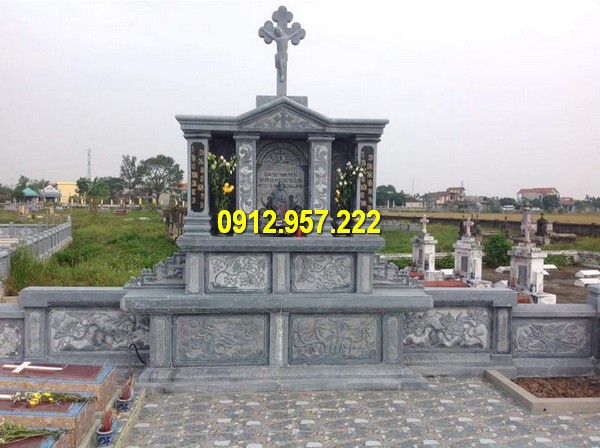 Mẫu lăng mộ đá đôi công giáo Giá mộ đá đôi - Báo giá mộ đá đôi đẹp, mộ đôi bằng đá Ninh Bình