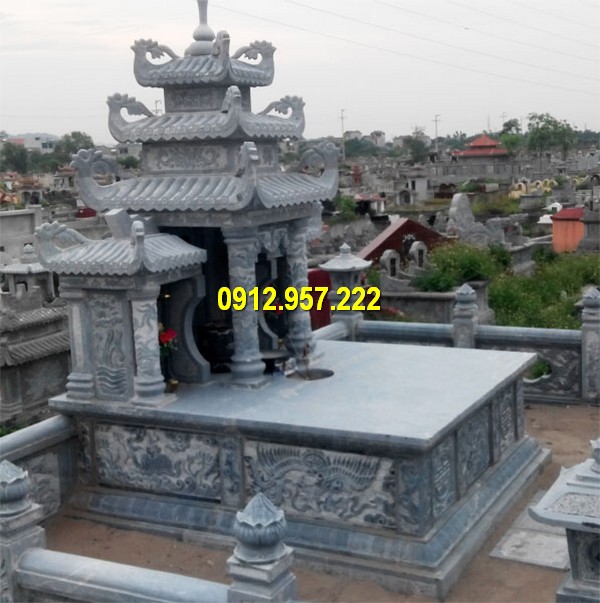 Lăng thờ đá đôi có mái Giá mộ đá đôi - Báo giá mộ đá đôi đẹp, mộ đôi bằng đá Ninh Bình