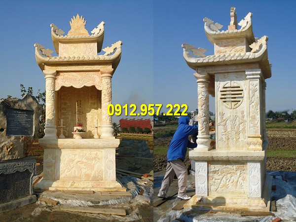 Lăng thờ đá 2 đao đá vàng Lăng mộ đá hai mái Ninh Vân Ninh Bình đẹp giá rẻ