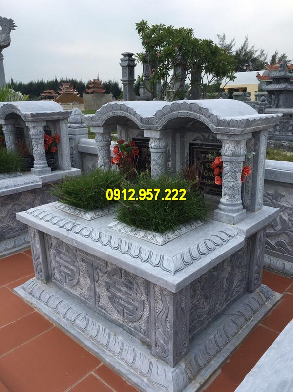 Lăng mộ đá 1 đao chế tác tại Đá mỹ nghệ Thái Vinh Mẫu mộ đá một mái - Hình ảnh mộ đá một mái đẹp nhất Việt Nam