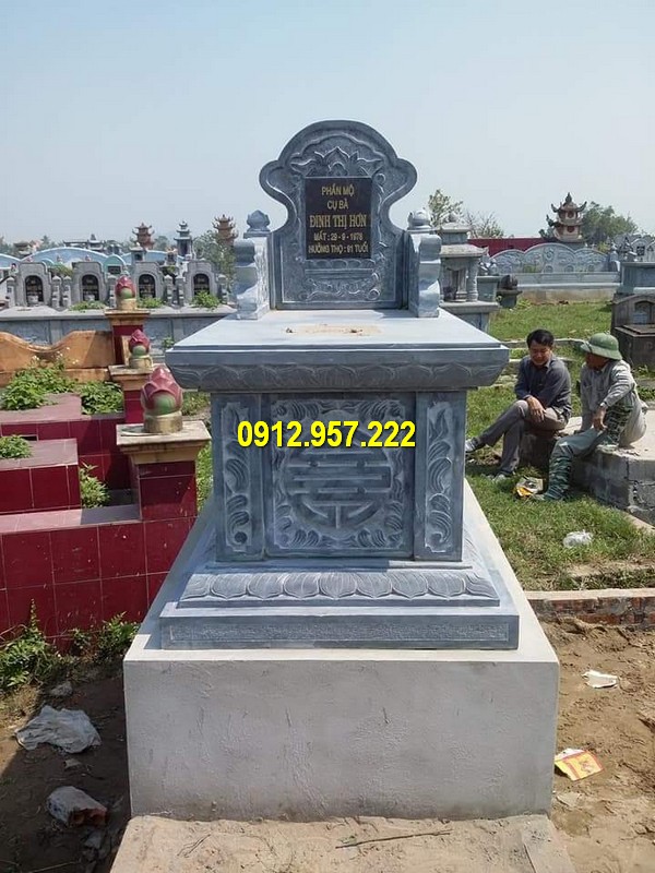 Mộ tam sơn đá xanh tự nhiên nguyên khối Mẫu mộ bành đá tự nhiên đẹp, kích thước chuẩn phong thuỷ