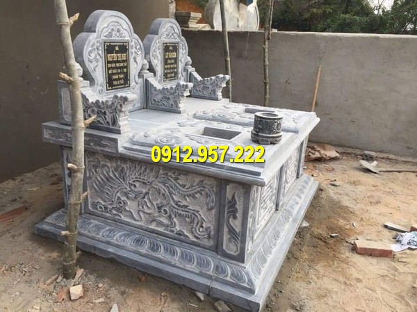 Mộ bành đá đôi Mẫu mộ bành đá tự nhiên đẹp, kích thước chuẩn phong thuỷ