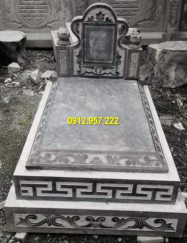Mộ tam sơn đá xanh đen Mẫu mộ bành đá tự nhiên đẹp, kích thước chuẩn phong thuỷ