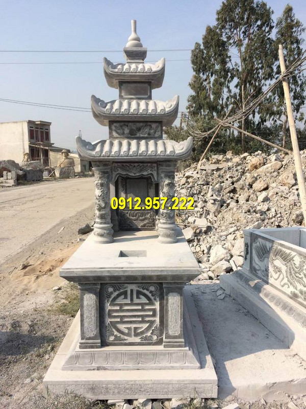 Thiết kế mộ ba mái chuẩn phong thuỷ Mộ đá 3 mái - Mẫu mộ ba mái đá tự nhiên đẹp nhất Việt Nam