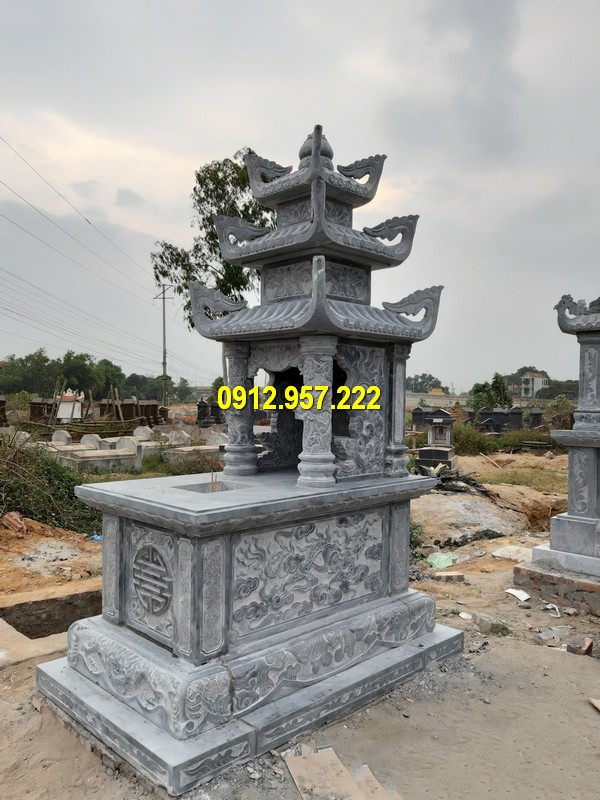 Mộ ba mái thiết kế tinh tế Mộ đá 3 mái - Mẫu mộ ba mái đá tự nhiên đẹp nhất Việt Nam