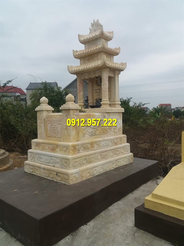 Mộ ba mái đá vàng Mộ đá 3 mái - Mẫu mộ ba mái đá tự nhiên đẹp nhất Việt Nam