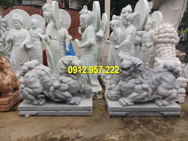 Đặt tượng kỳ lân phong thuỷ trước của giúp hoá giải sát khí Mua tượng kỳ lân bằng đá phong thuỷ ở đâu, giá bao nhiêu?
