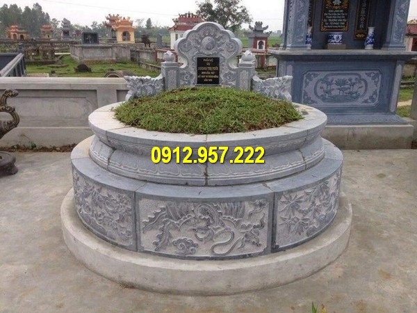 Mẫu mộ tròn bằng đá xanh chuẩn phong thuỷ