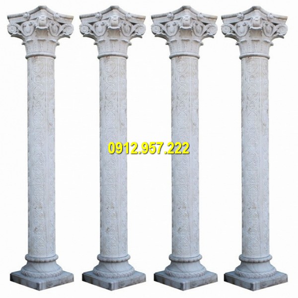 Cột hiên biệt thự nhà riêng bằng đá trắng