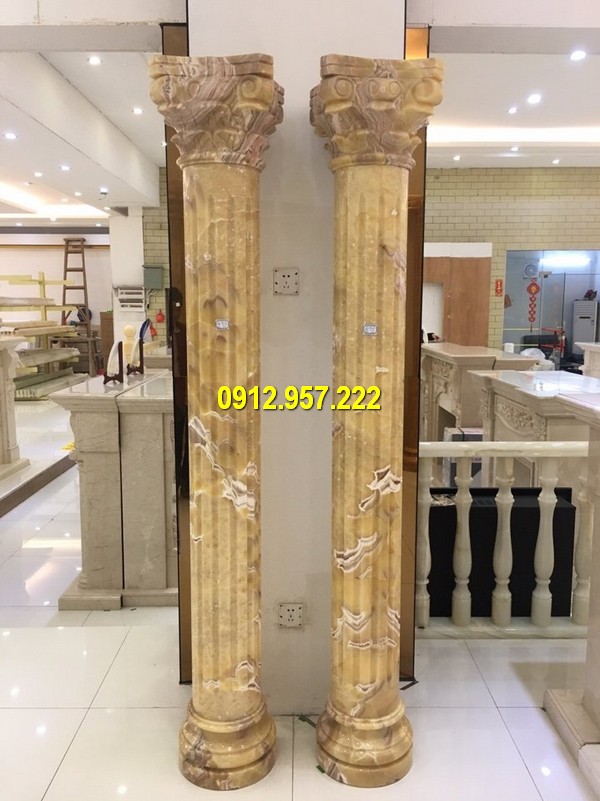 Cột hiên biệt thự bằng đá vàng phong cách châu Âu