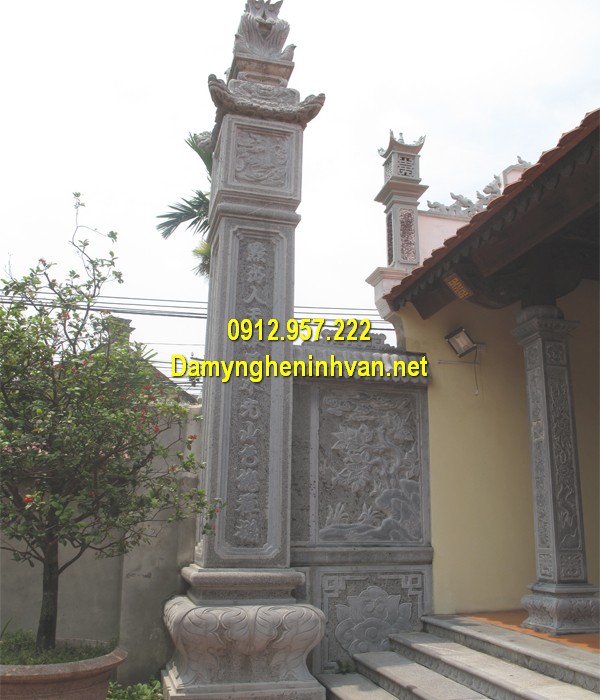 Mẫu cột đồng trụ đá nhà thờ họ Cột đồng trụ nhà từ đường - Mẫu cột đồng trụ từ đường nhà thờ họ đẹp