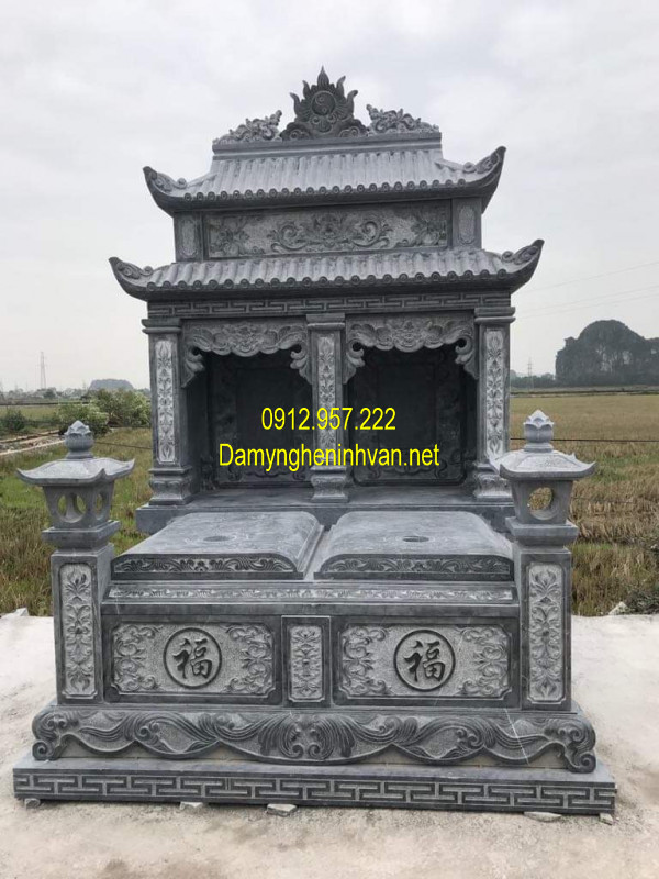 Lăng thờ đôi đá xanh đen Lăng mộ đá đôi - Các mẫu lăng mộ đôi đá đẹp nhất Việt Nam