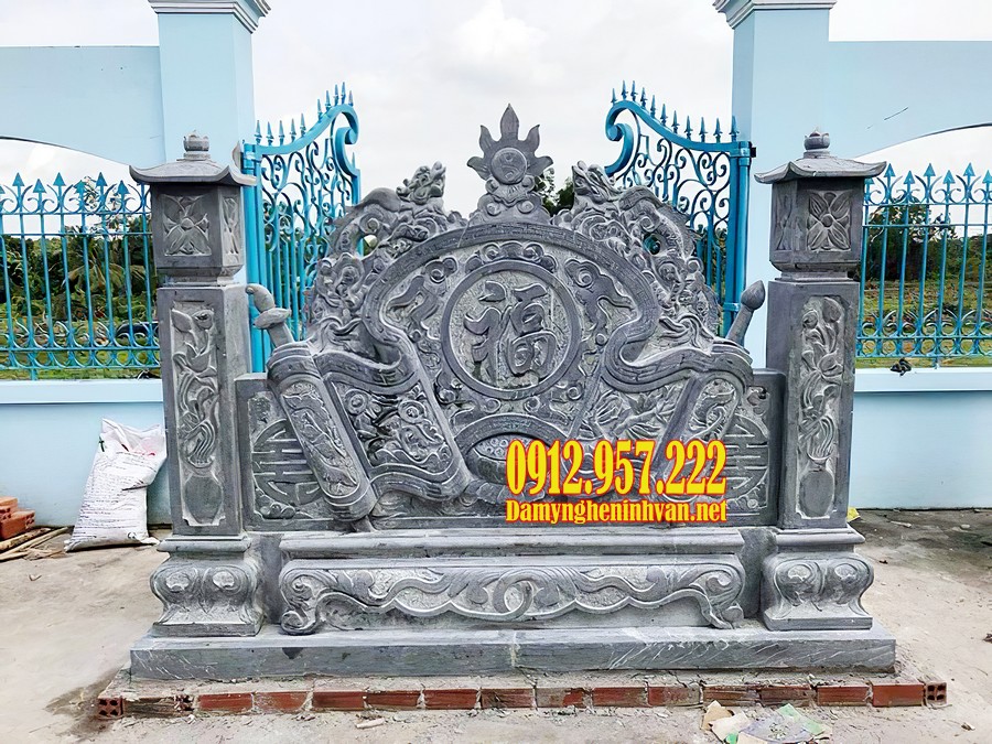 Bình phong trước cửa nhà bằng đá xanh Ninh Bình Bình phong Cần Thơ đẹp - Báo giá bình phong Cần Thơ bằng đá đẹp 2020