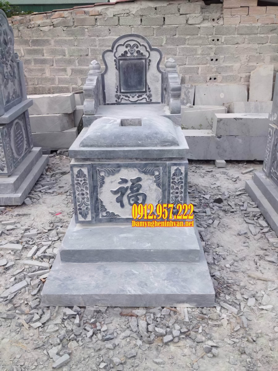 Mẫu mộ tam sơn đá đẹp bằng đá xanh đen Thanh Hoá
