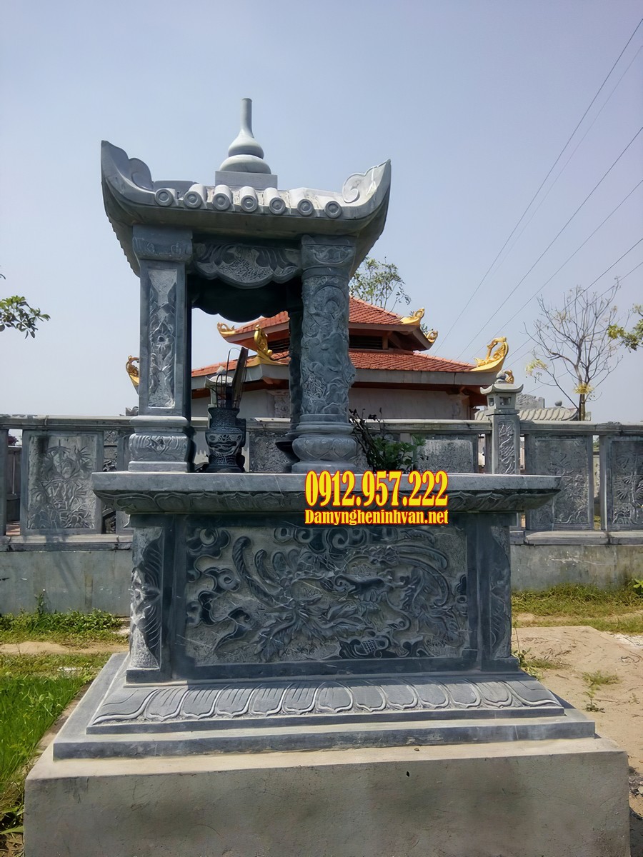 Mộ một mái thiết kế đơn giản, chạm khắc hoa sen