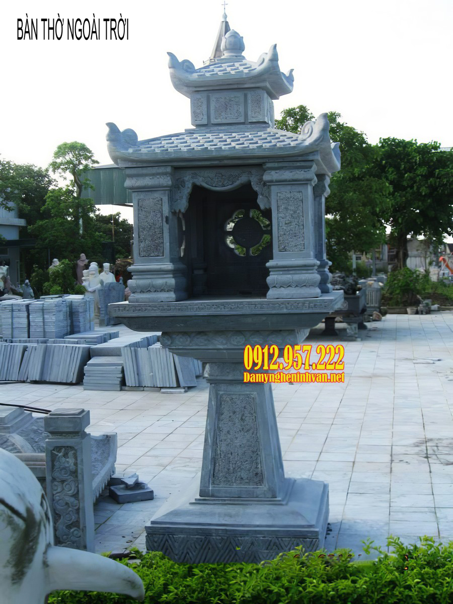Mẫu bàn thờ ngoài trời có mái Bàn thờ ngoài trời đẹp - Mẫu bàn thờ ngoài trời bằng đá đẹp nhất 2020