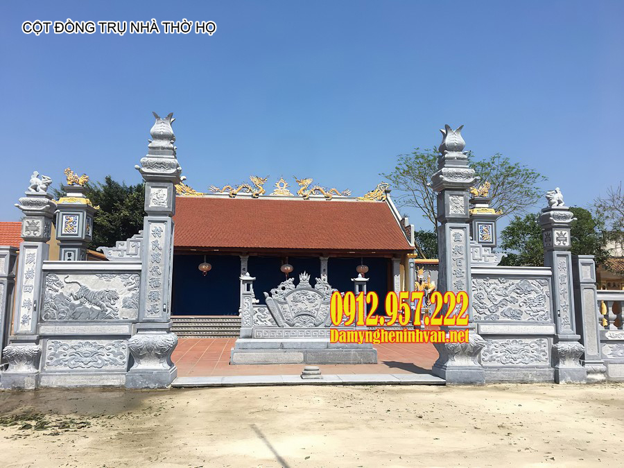 Cột đá đồng trụ nhà thờ từ đường Mẫu cột đồng trụ nhà thờ họ đẹp - Cột đồng trụ nhà thờ họ bằng đá đẹp