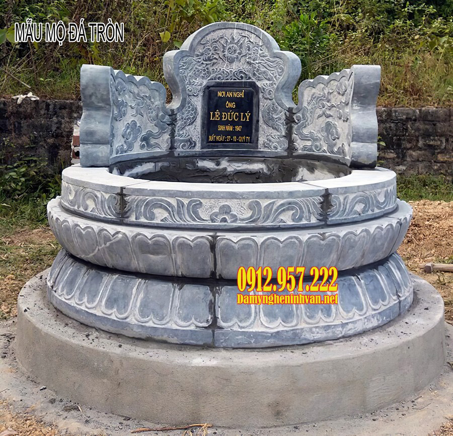 Mẫu mộ tròn đẹp bằng đá xanh đen Mẫu mộ đá tròn đẹp - Báo giá mộ đá tròn, giá mẫu mộ tròn đá tự nhiên
