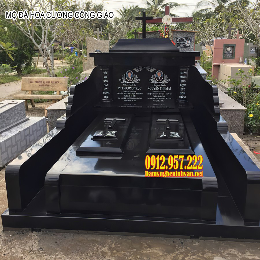 Mẫu mộ công giáo đá granite đẹp Mộ đá hoa cương công giáo đẹp - Báo giá mộ đá hoa cương công giáo