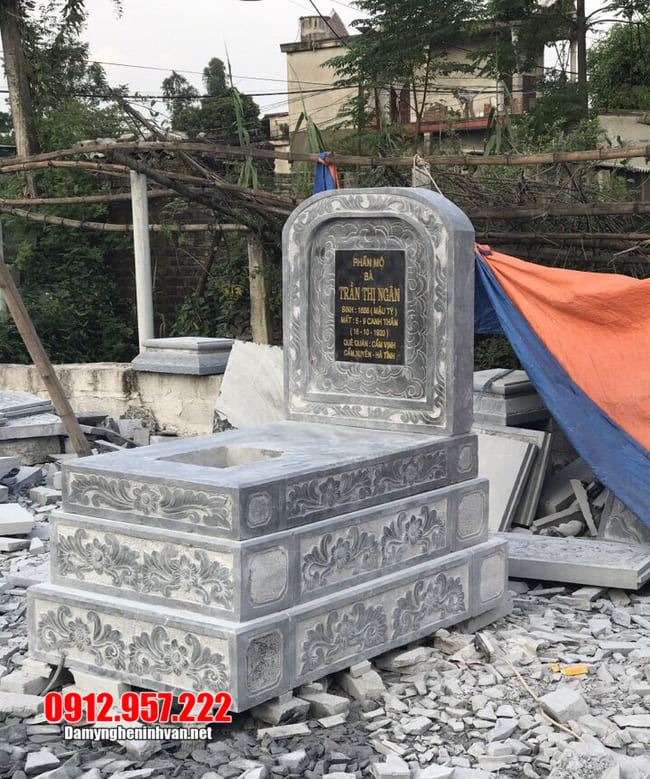 mẫu mộ tam cấp bằng đá xanh Mẫu mộ đá xanh thanh hóa đẹp nhất 2020 - Mẫu mộ đá xanh đẹp
