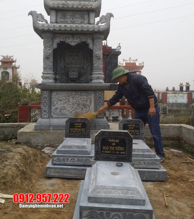 mộ tam cấp bằng đá xanh Mẫu mộ đá xanh thanh hóa đẹp nhất 2020 - Mẫu mộ đá xanh đẹp