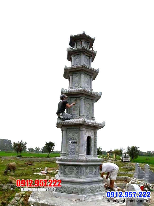 ẫu tháp mộ bằng đá để hũ tro cốt tại An Giang - Xây tháp mộ đá tại An Giang